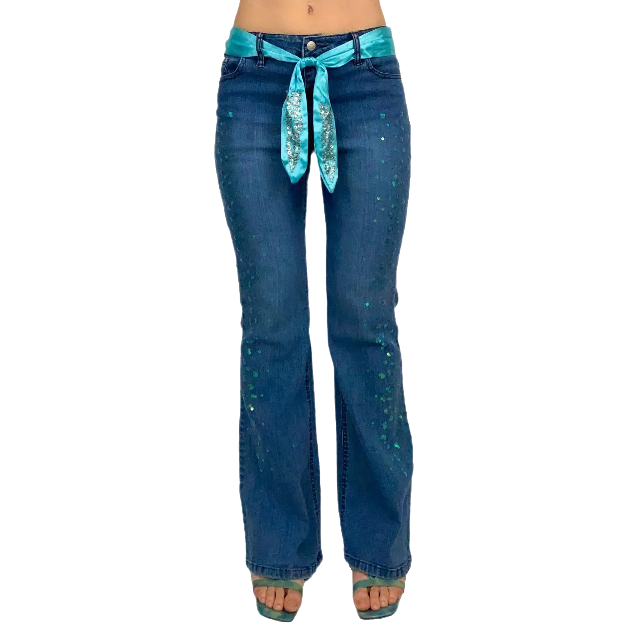 2000s Embellished Mid Rise Flares (XS)