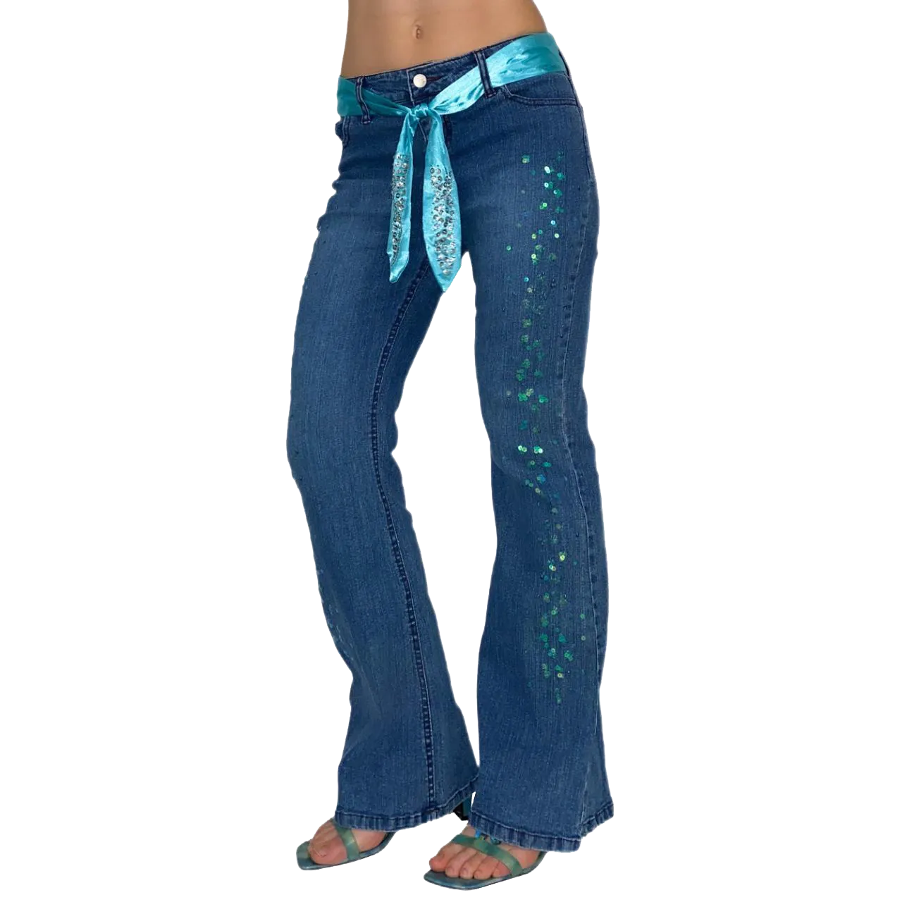 2000s Embellished Mid Rise Flares (XS)