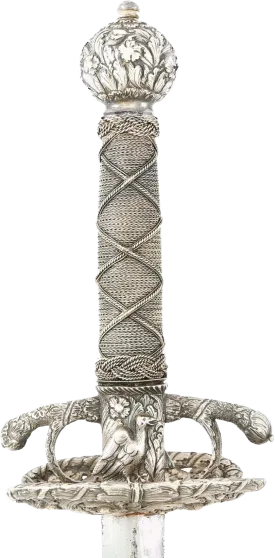 A RARE SILVER HILTED NORTH ITALIAN TRANSITIONAL RAPIER C.1655-60.