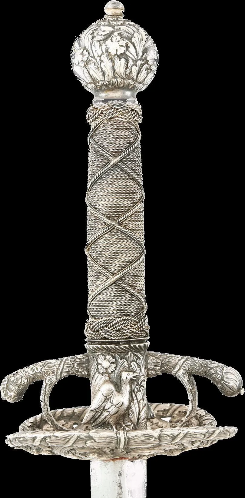A RARE SILVER HILTED NORTH ITALIAN TRANSITIONAL RAPIER C.1655-60.