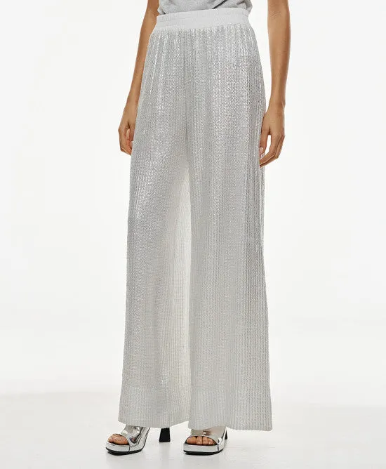 Access Fashion Silver Metallic Knitted Trousers
