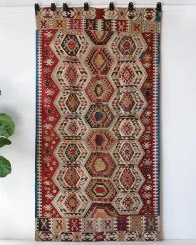Antique Aydin Kilim Rug 4'9"x8'11"