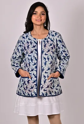 Arya Cotton Block Printed Hand Embroidered Jacket, Made to Order