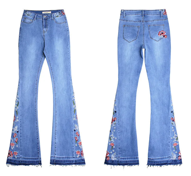 Belly Pants Embroidered Trousers Jeans