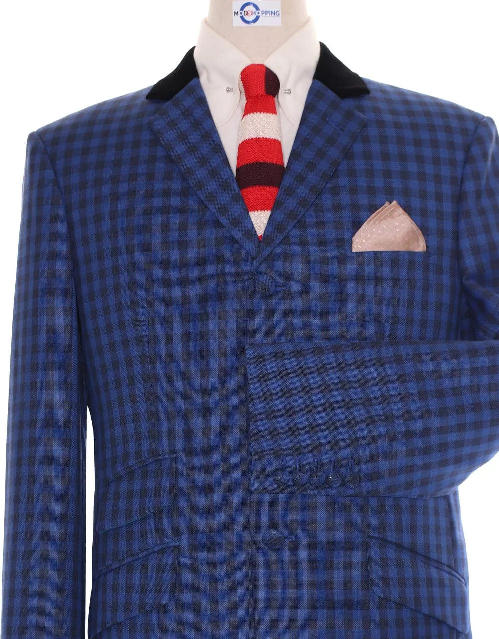 Blue Gingham Check Suit