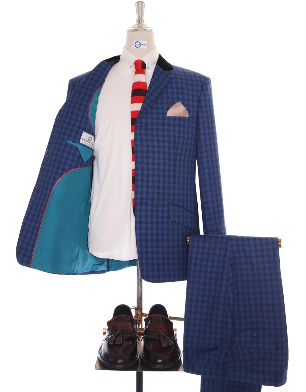 Blue Gingham Check Suit