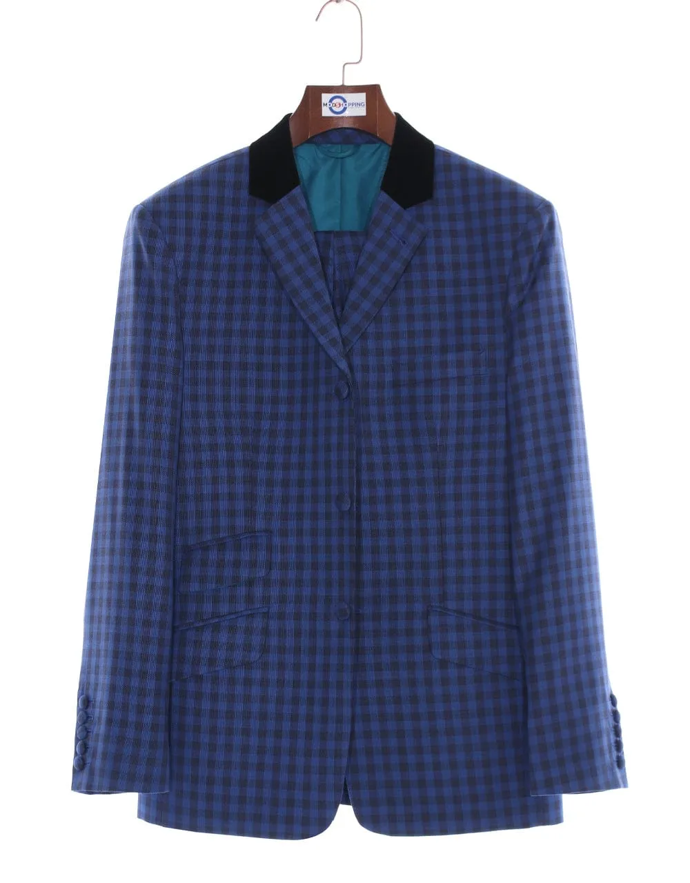 Blue Gingham Check Suit