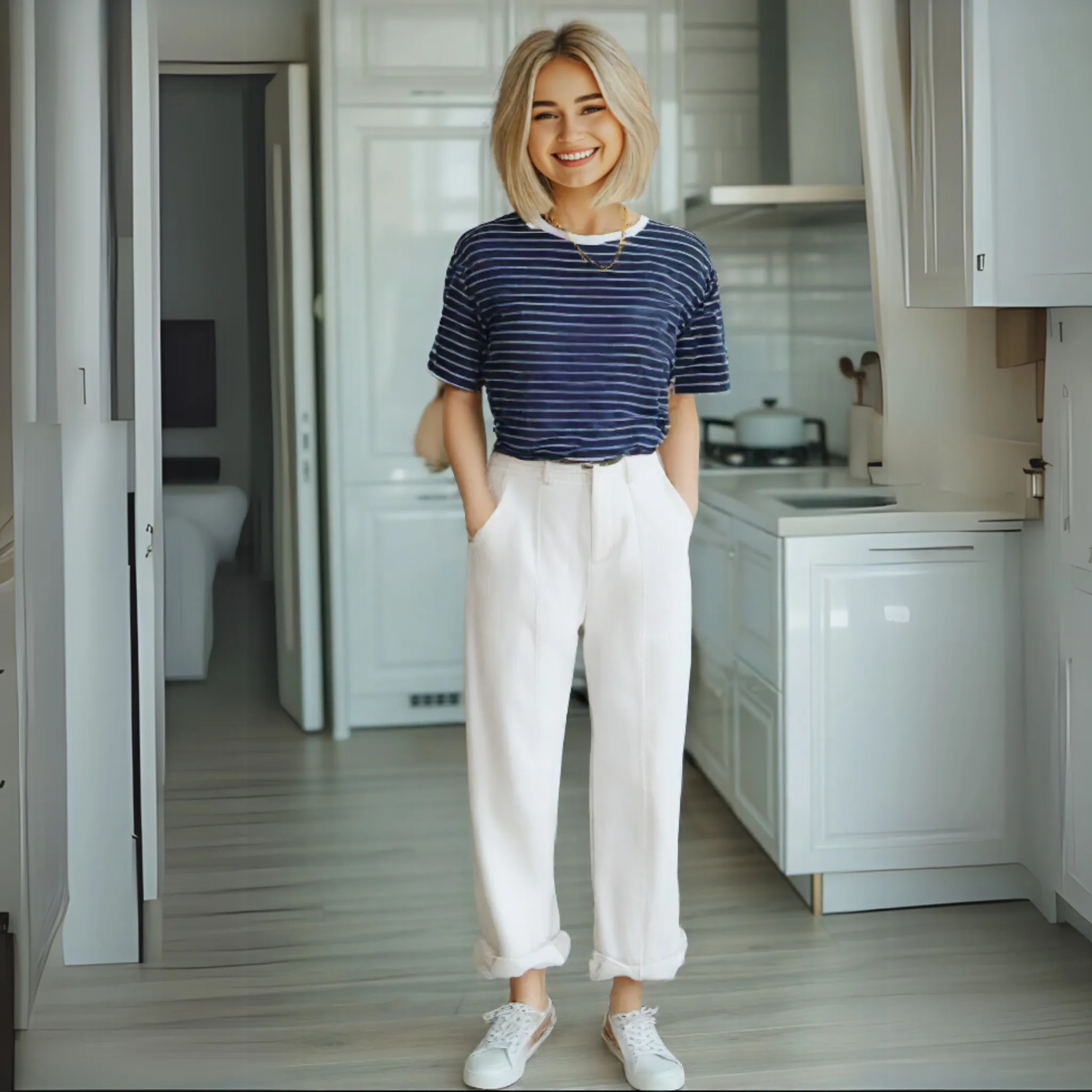 Blue striped soft T shirt
