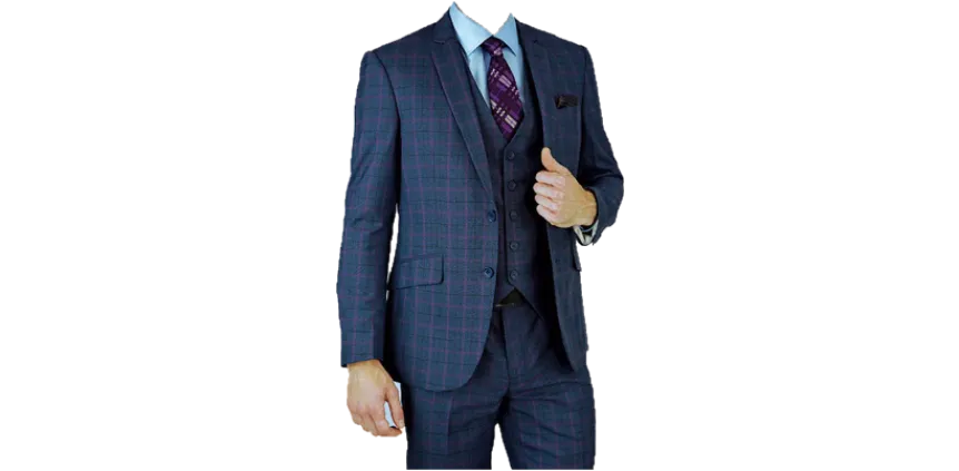 Blue Windowpane Suit