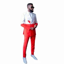 Bronner White Red Splicing Slim Fit 2-Pc Suit