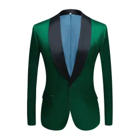 CGSUITS Men's Fashion Luxury Style Jacquard Green & Black Tuxedo Blazer Suit Jacket