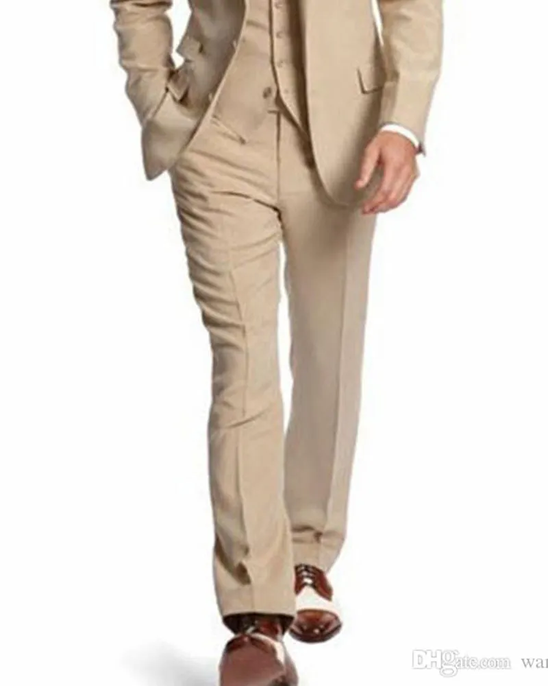 Chamapgne Peak Lapel Wedding Dress Suits for Men Groom Tuxedos 3 Pieces(Jakcet vest pants))