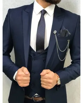 Classic Navy Groomsmen Wedding Dress Suits /Tuxedo 3 Pieces (jacket pants  vest)CB6688