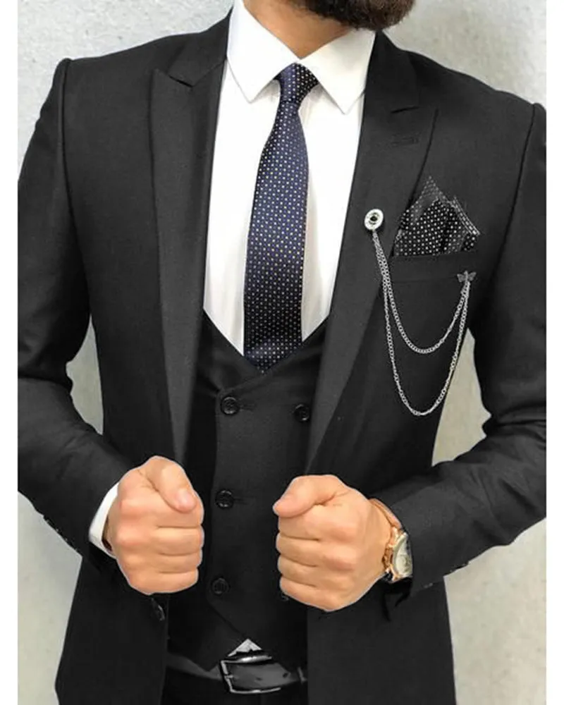 Classic Navy Groomsmen Wedding Dress Suits /Tuxedo 3 Pieces (jacket pants  vest)CB6688