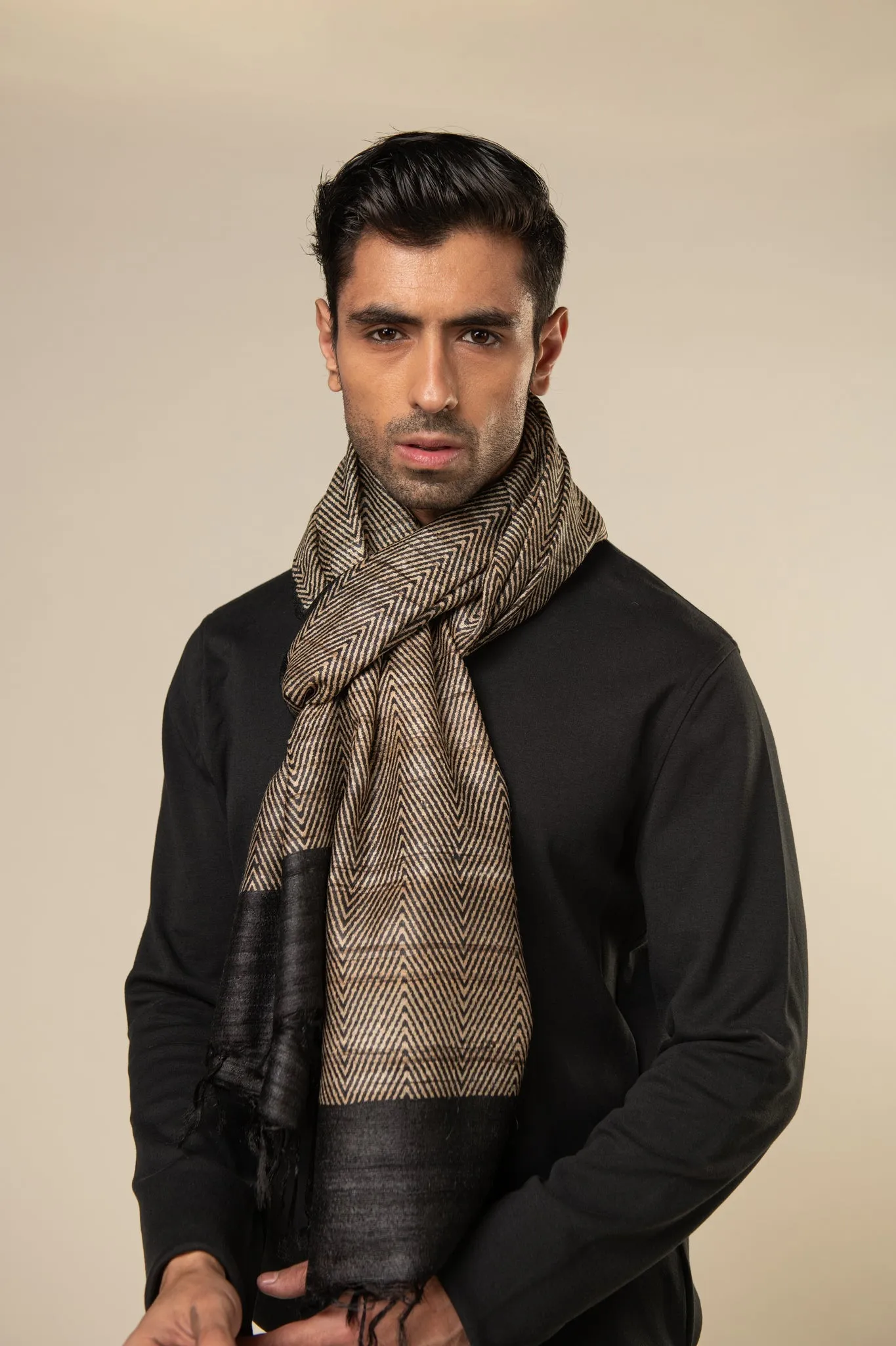 Classic Pinstripe Tussar Peace Silk Scarf
