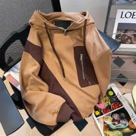 Color Blocking Patchwork Hooded Jacket