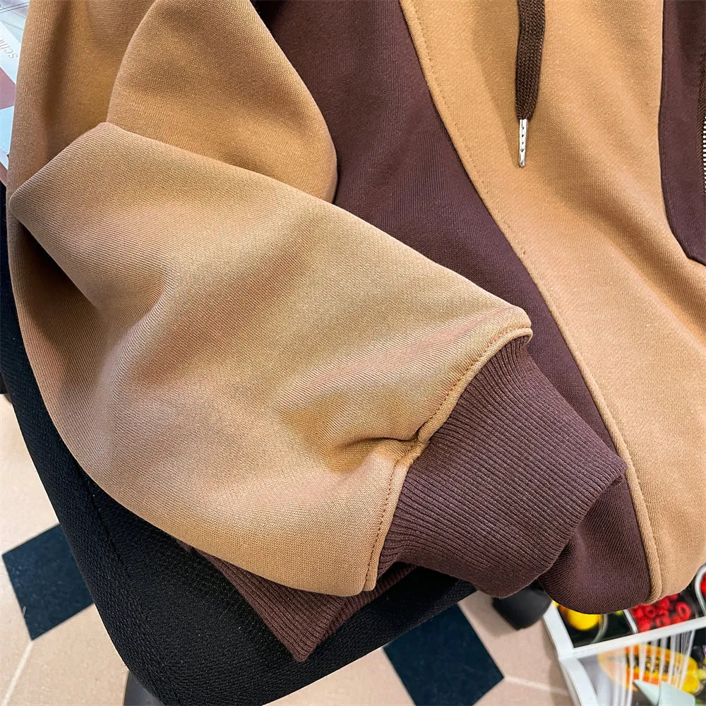 Color Blocking Patchwork Hooded Jacket