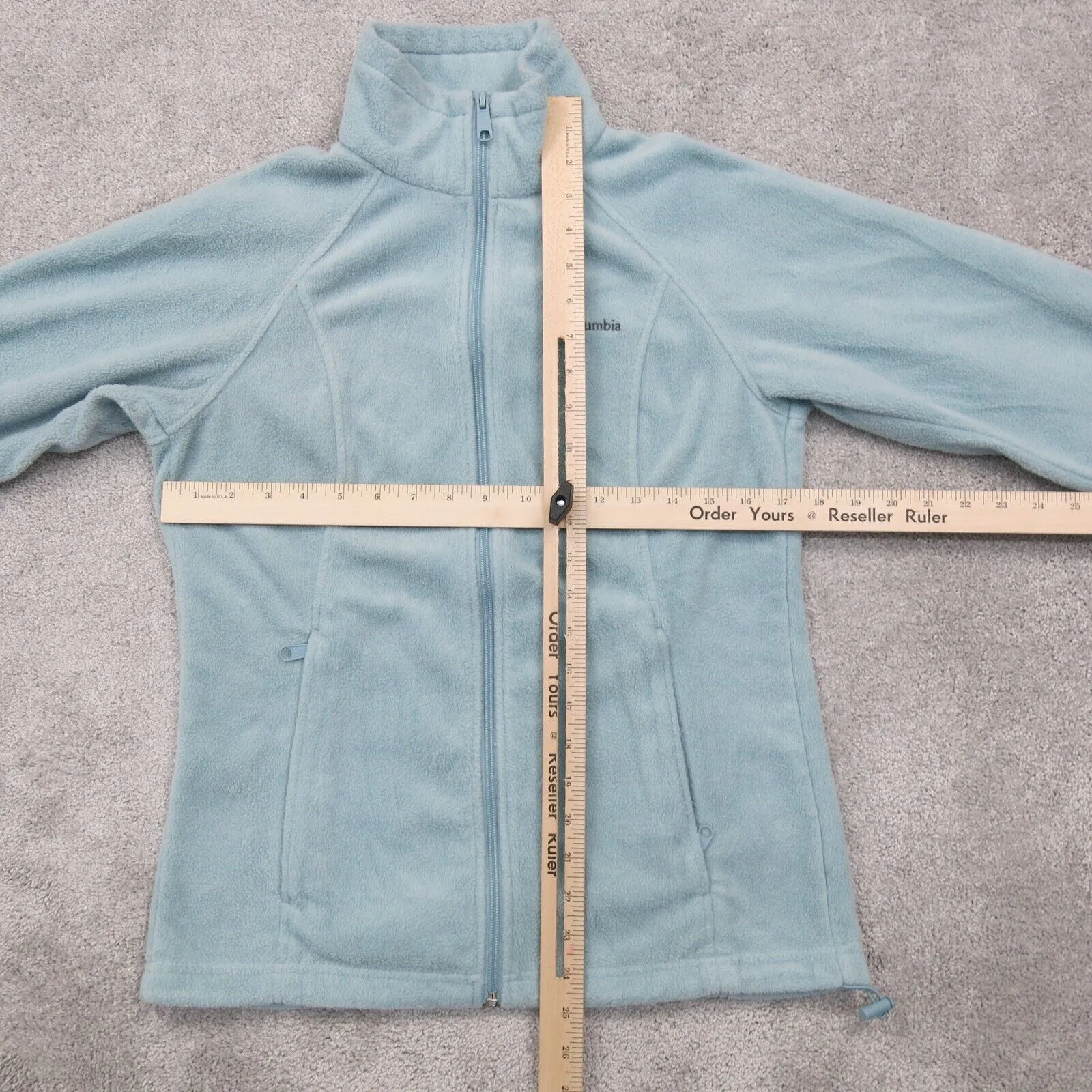 Columbia Women Full Zip Fleece Jackets Mock Neck Long Sleeves Sky Blue Size S
