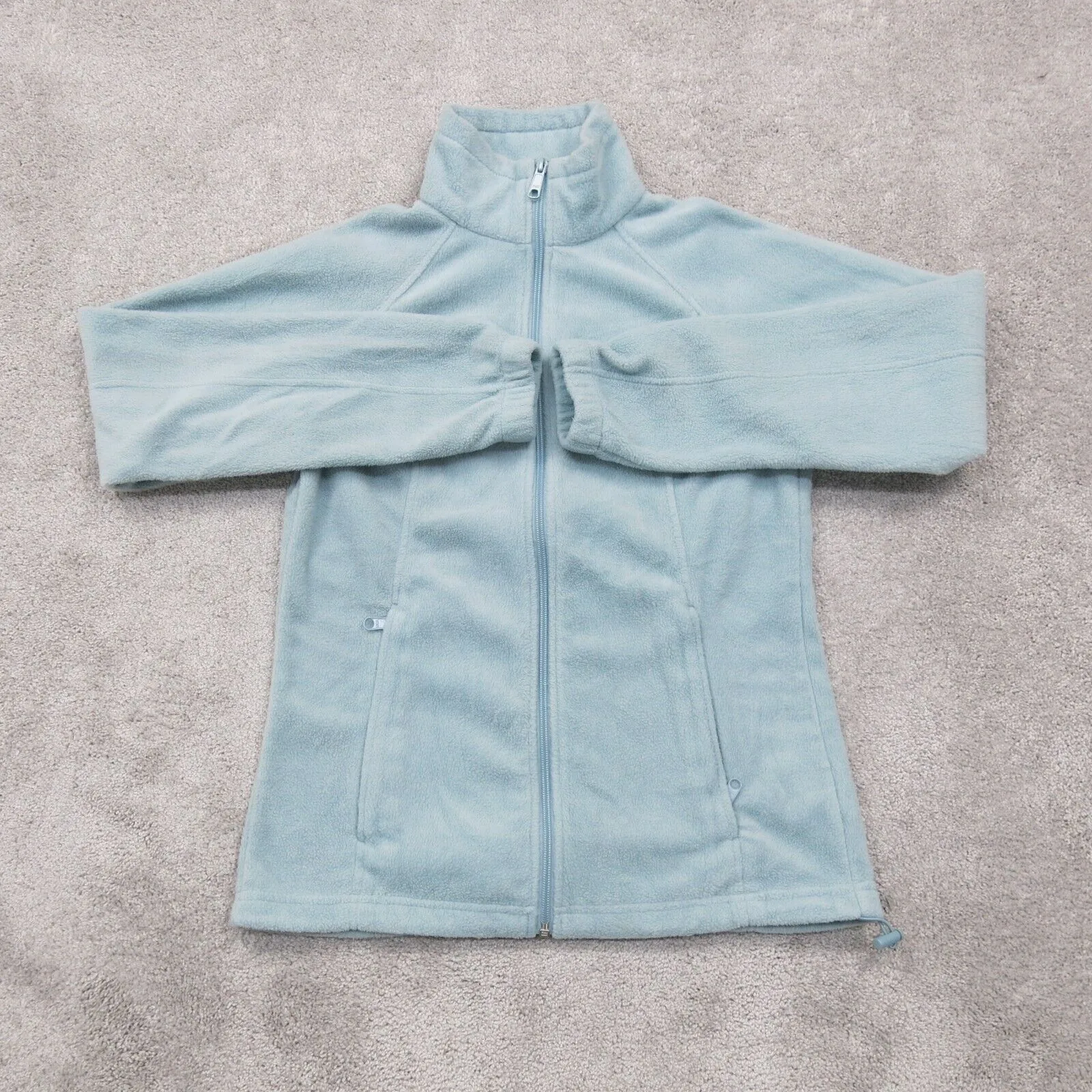 Columbia Women Full Zip Fleece Jackets Mock Neck Long Sleeves Sky Blue Size S