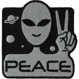 Daniel Smart Peace Alien Embroidered Iron On Patch, 3 x 3 inches
