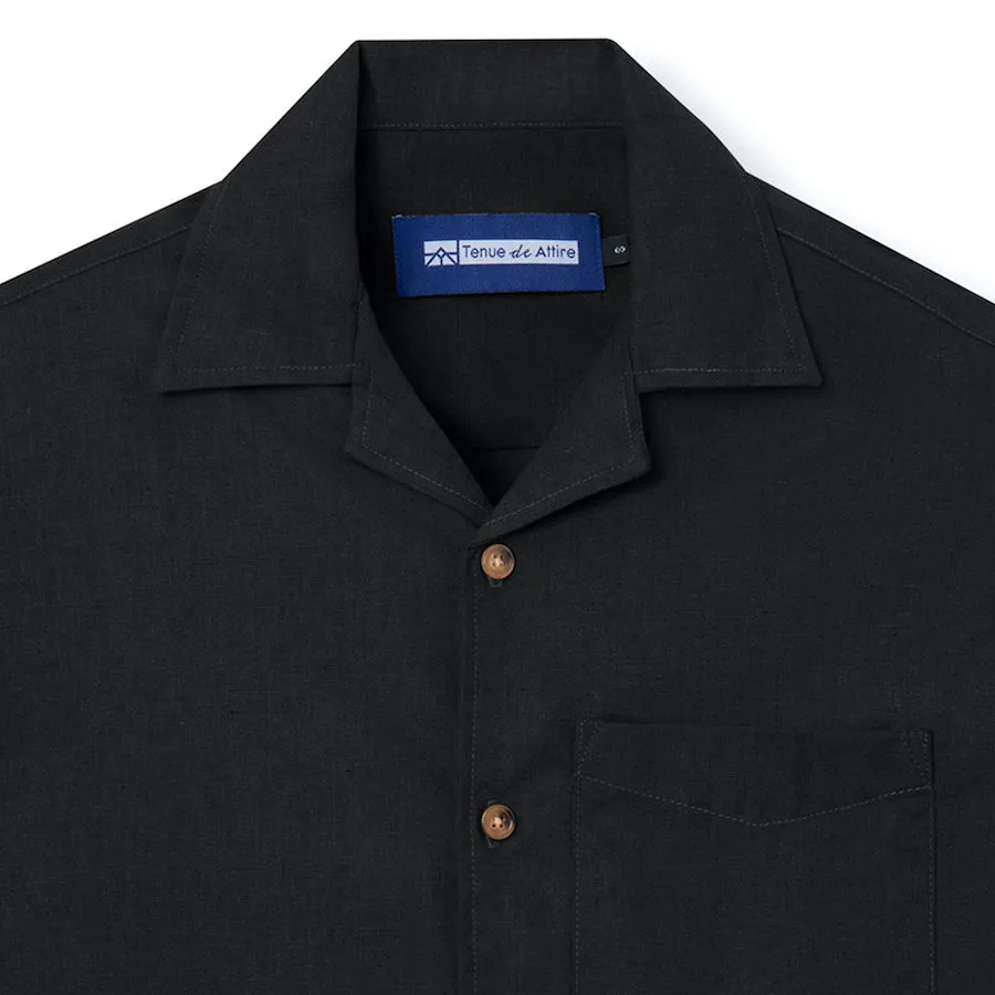 Day to day Linen Camp Collar - Black