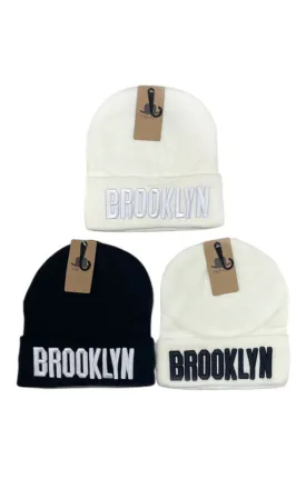 DBH3648 12pcs BROOKLYN Beanie Hat 3D Embroidery
