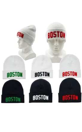 DBH3670 12pcs BOSTON Beanie Hat 3D Embroidery