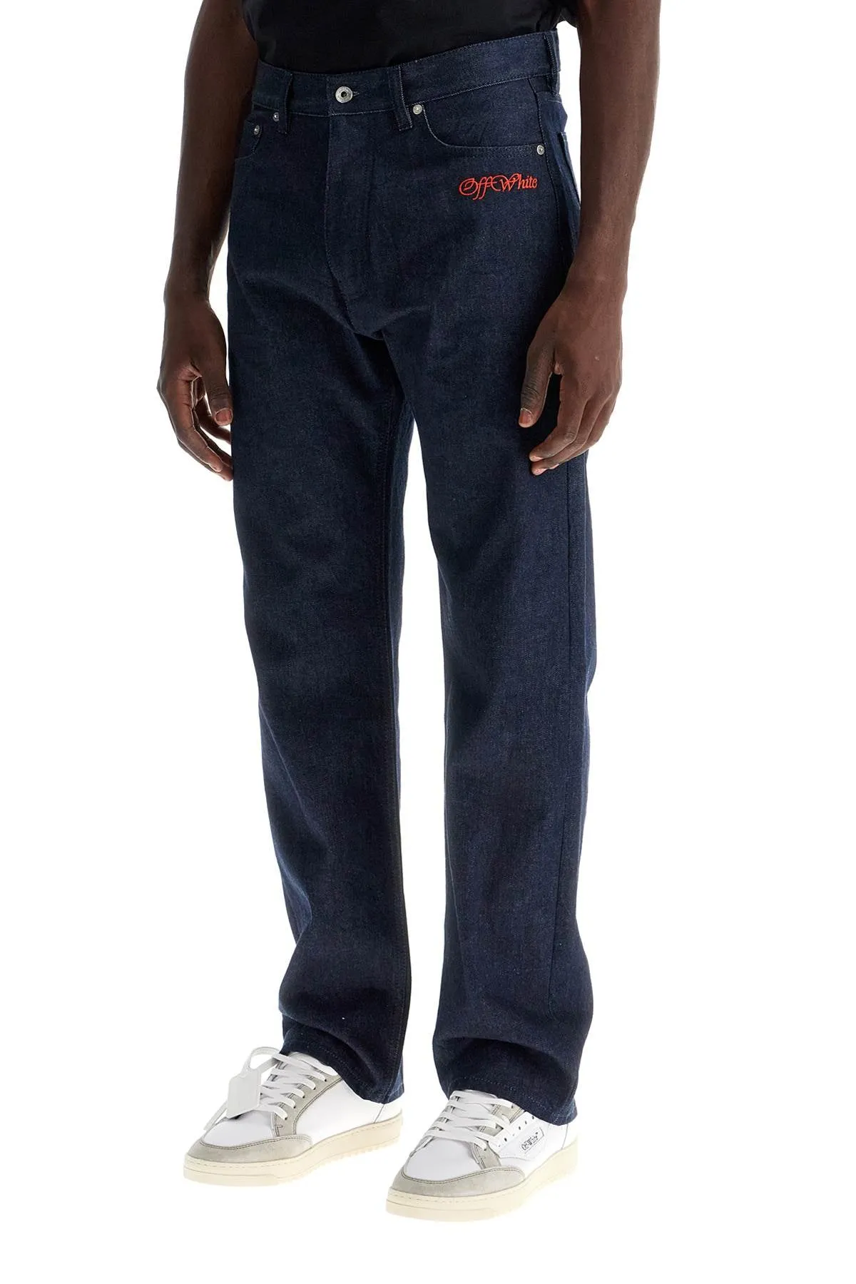 embroidered logo jeans with