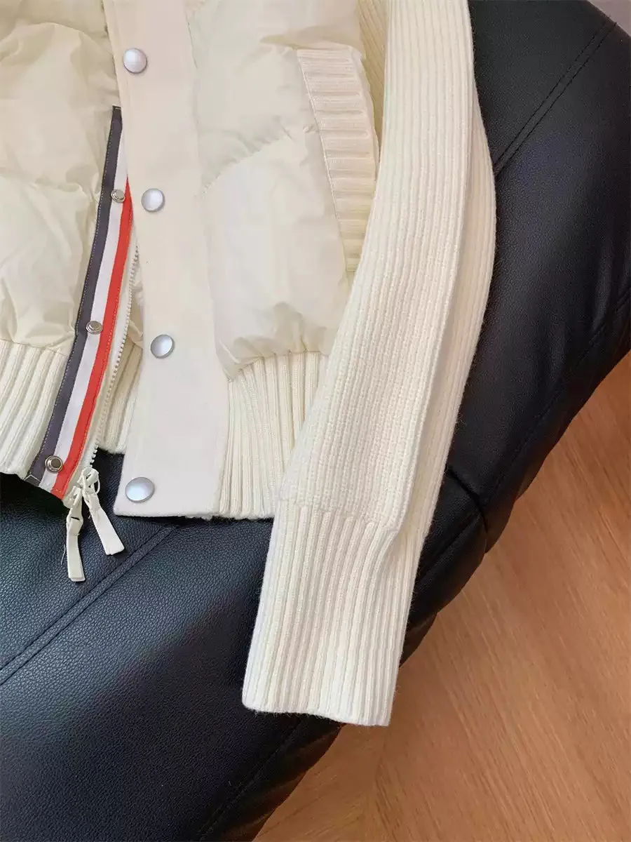 Faux Two-pieces Knitted Patchwork Jacket