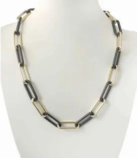 Gunmetal and Gold Link Necklace