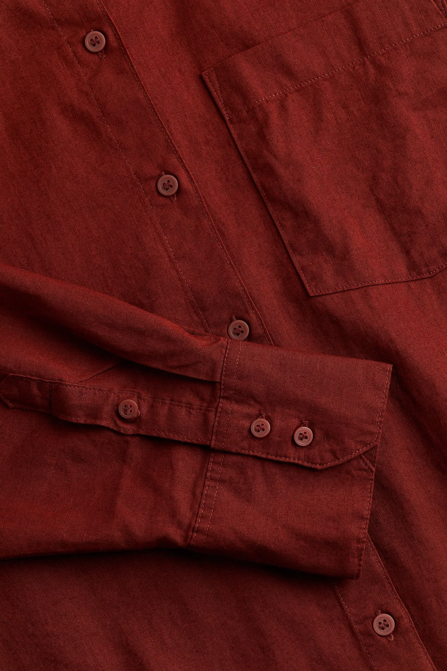 H&M Linen-blend shirt, dark red