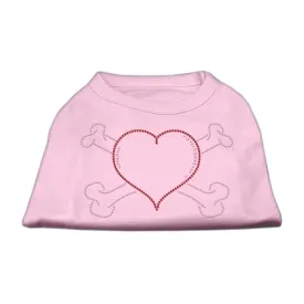 Heart and Crossbones Rhinestone Shirts Light Pink S (10)