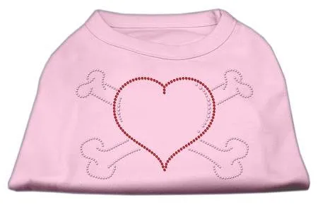 Heart and Crossbones Rhinestone Shirts Light Pink S (10)