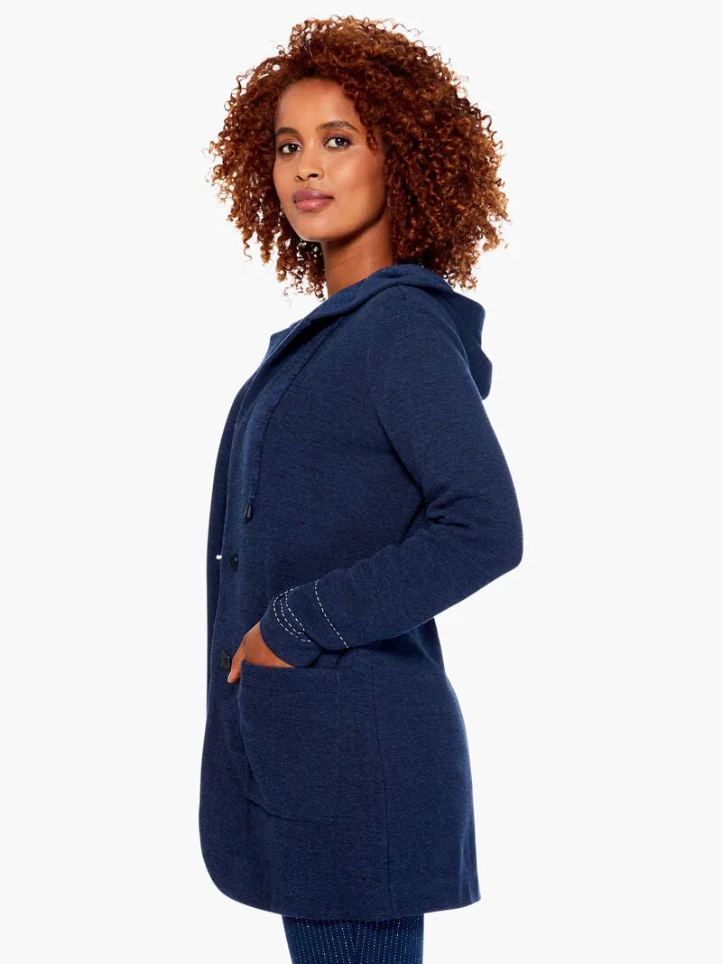 Here Or There Hooded Jacket in Dark Indigo