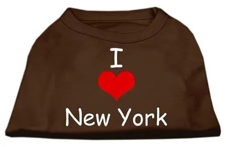 I Love New York Screen Print Shirts Brown XS (8)
