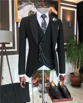 ITALIAN FIT MEN'S JADE BLACK SUIT BY ITALIAN VEGA® ( James Bond Edition) (3-Piece)