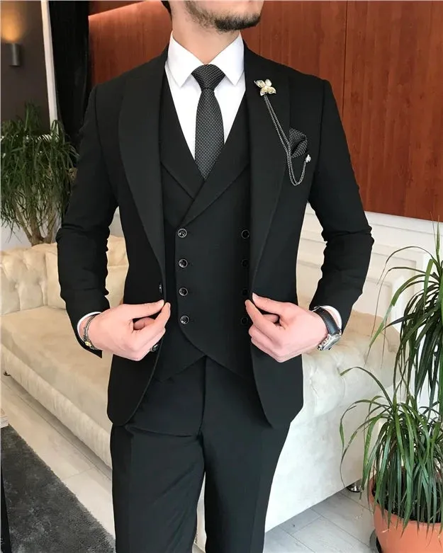 ITALIAN FIT MEN'S JADE BLACK SUIT BY ITALIAN VEGA® ( James Bond Edition) (3-Piece)