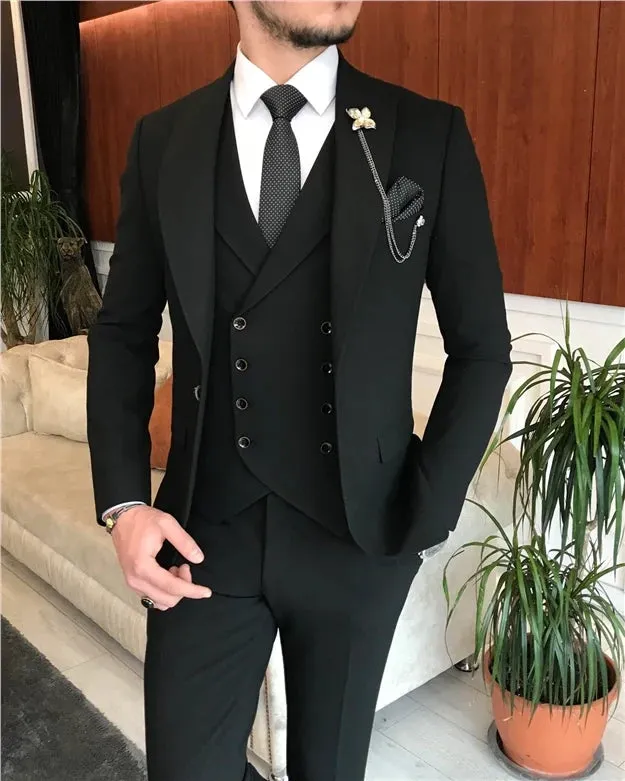 ITALIAN FIT MEN'S JADE BLACK SUIT BY ITALIAN VEGA® ( James Bond Edition) (3-Piece)