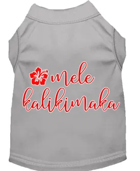 Mele Kalikimaka Screen Print Dog Shirt Grey Med