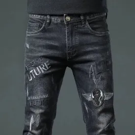 Men's Casual Slim Patched Comfortable High-Quality Jeans