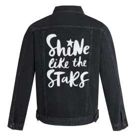 Mens SHINE LIKE THE STAR Graphic Button Up Denim Jacket
