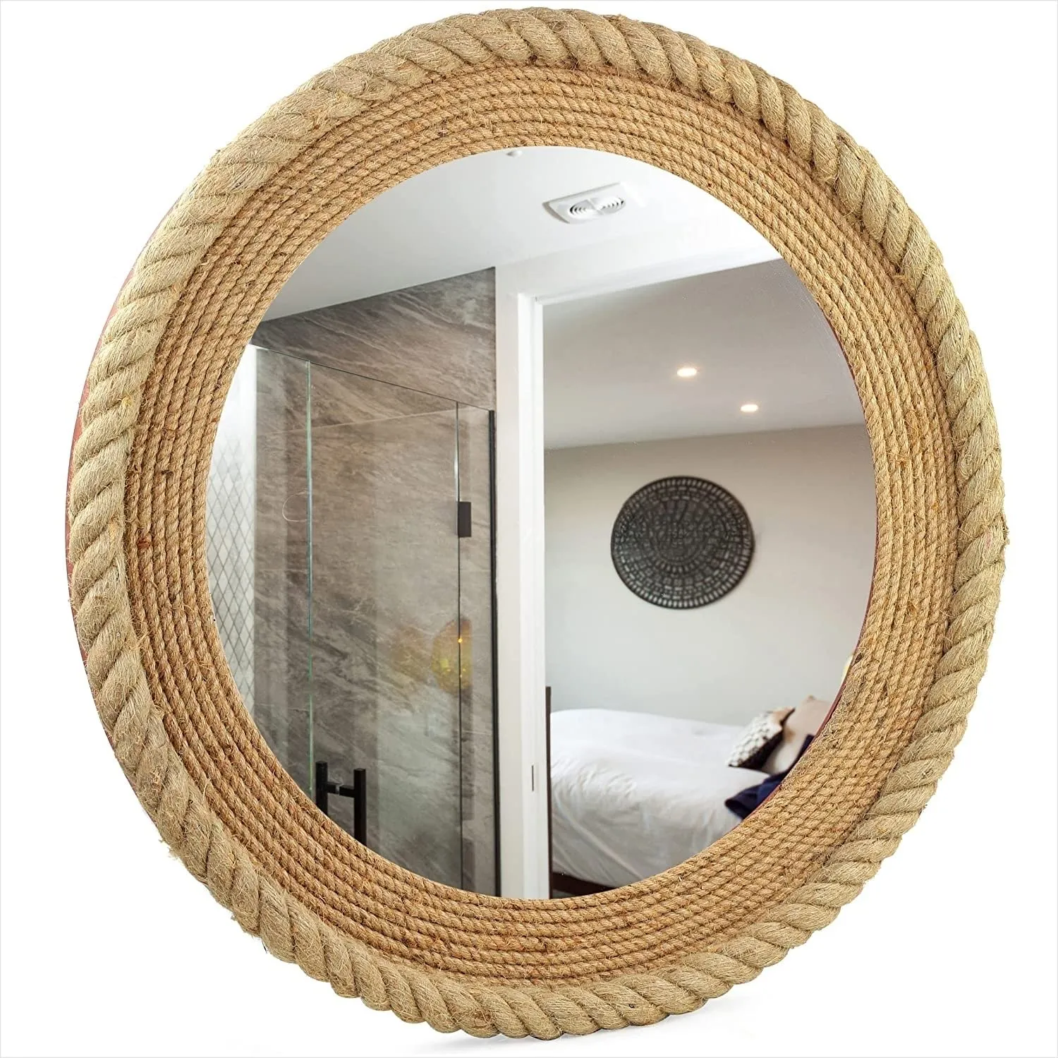 MH Trading Rustic Mirror Wood Framed Mirror for Bathroom (Large)