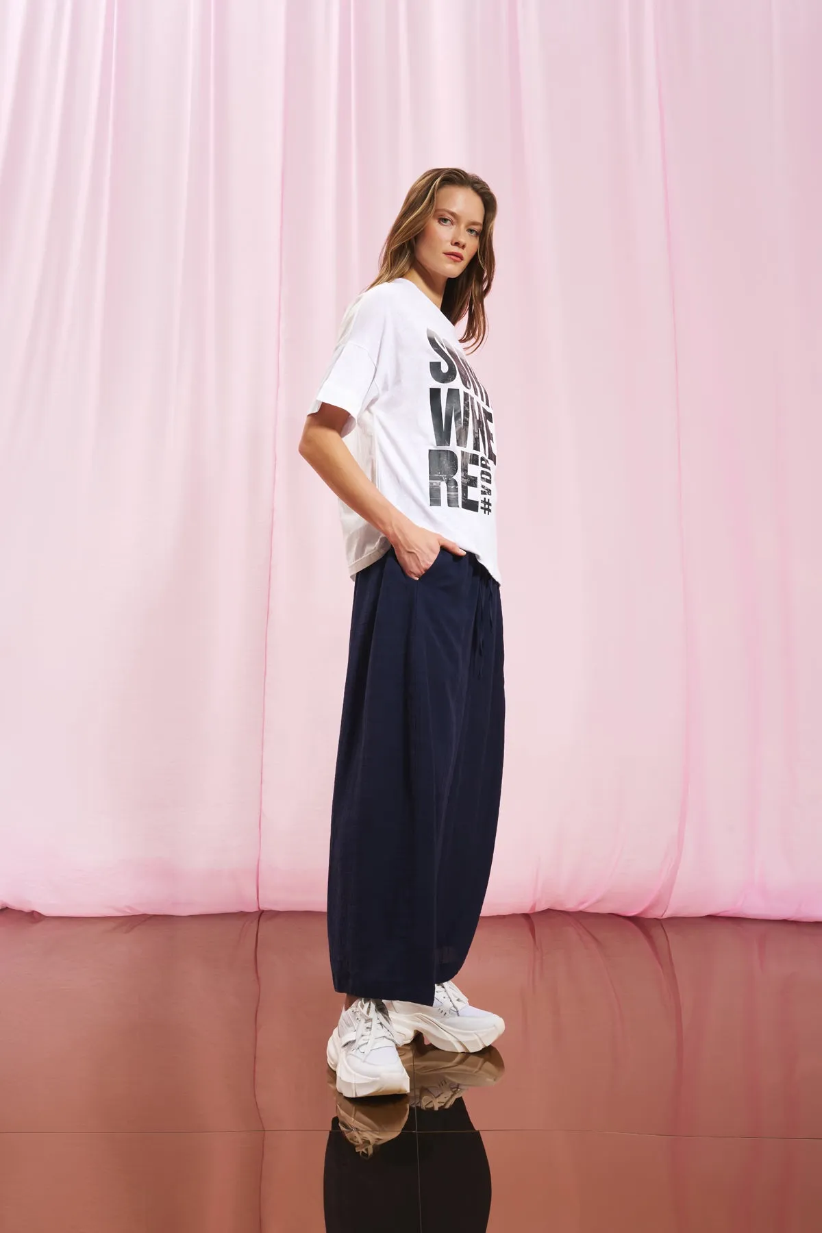 Navy Blue Linen Trousers 17272