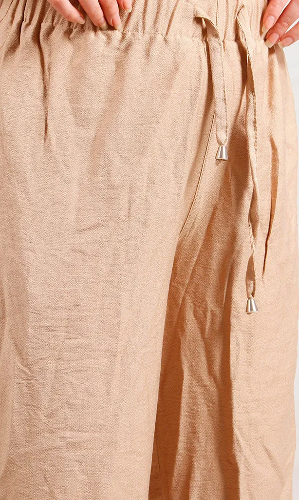 O203492-O203492 - Wide-Leg Textured Pants - Beige