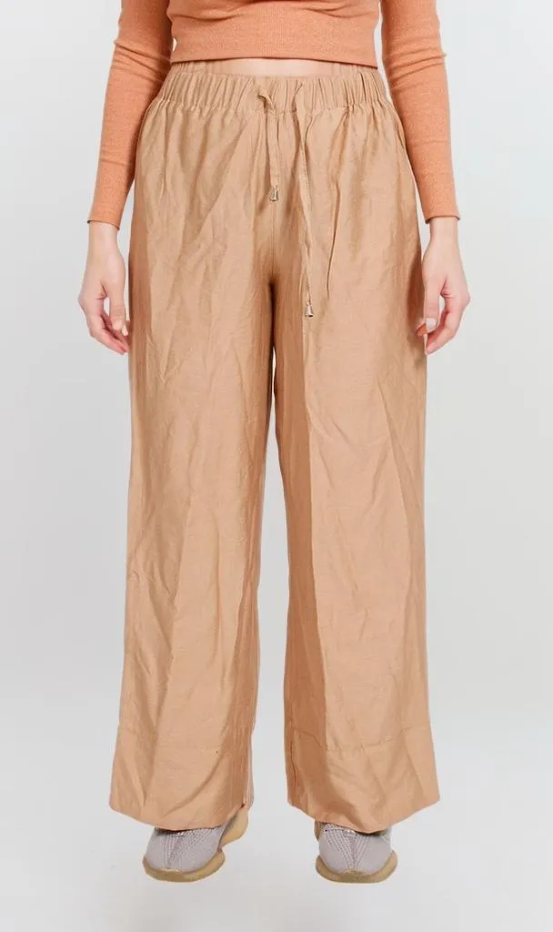 O203492-O203492 - Wide-Leg Textured Pants - Beige