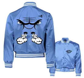 Retro 5 University Blue Raging Face Satin Jacket