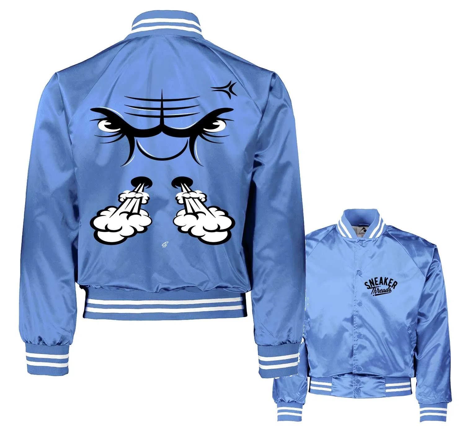 Retro 5 University Blue Raging Face Satin Jacket