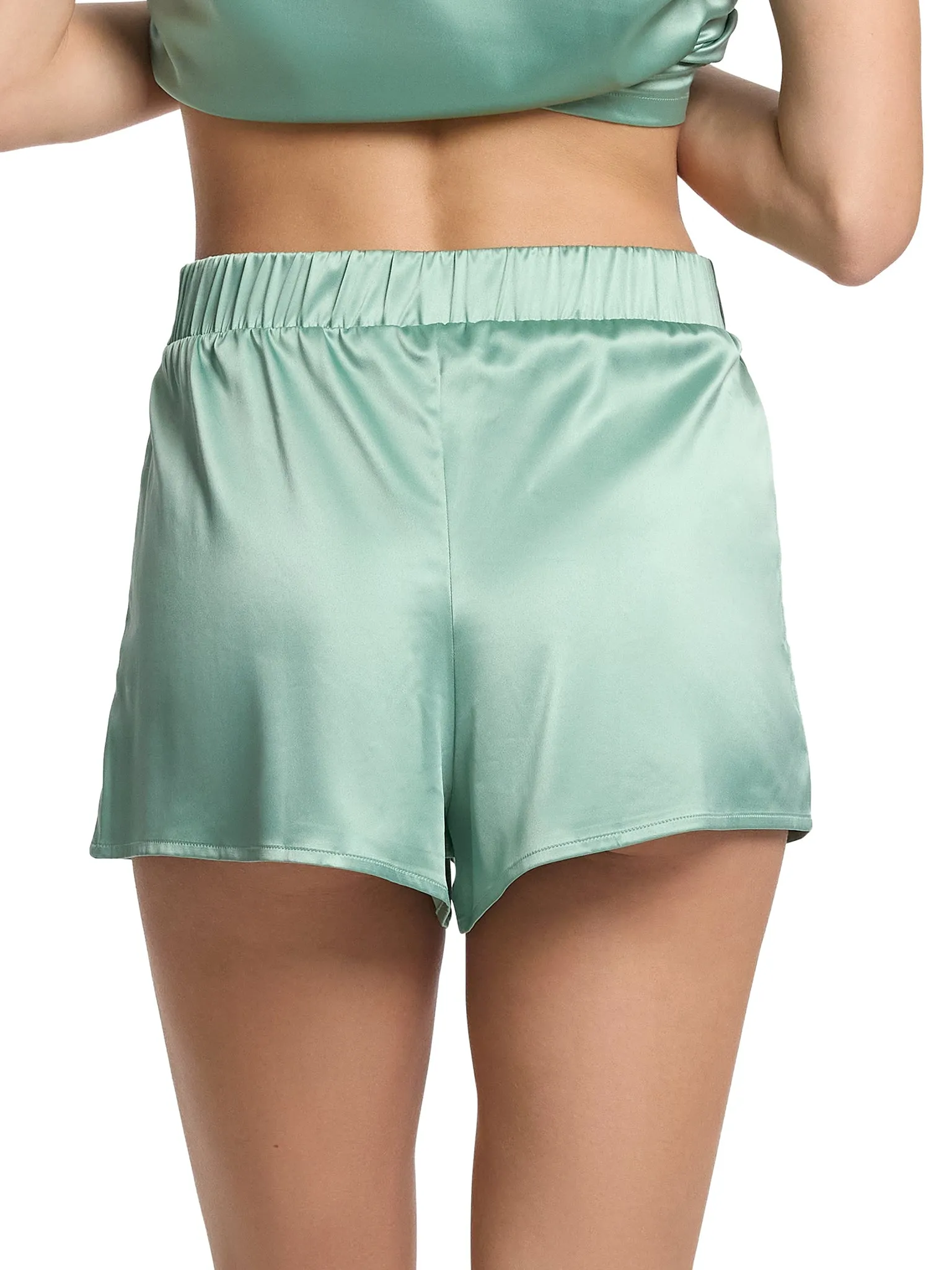 Satin Sleep Drawstring Short Green Tea Sale