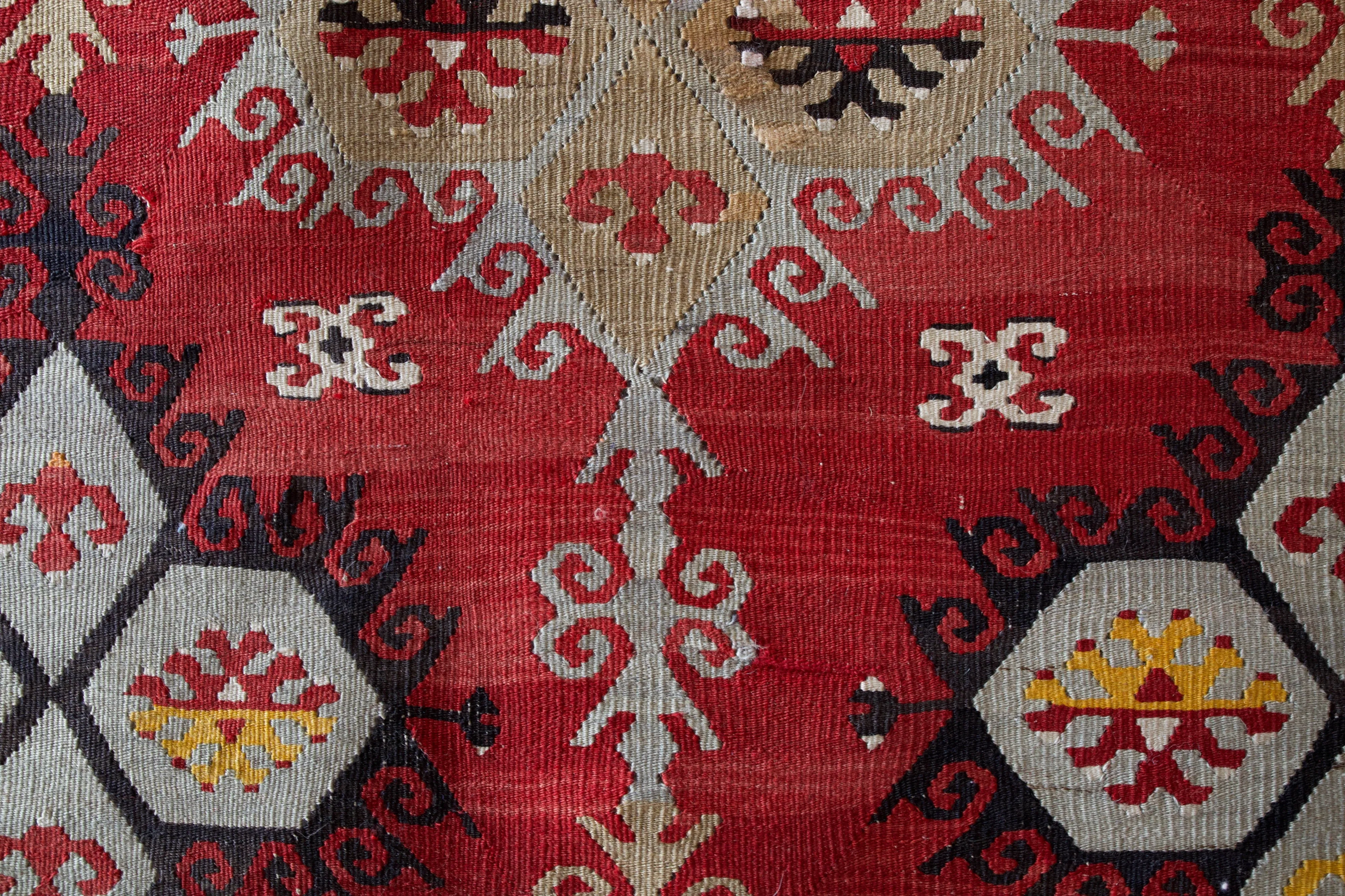 Semi-Antique Sivas Sarkisla Kilim Rug 9'3"x12'