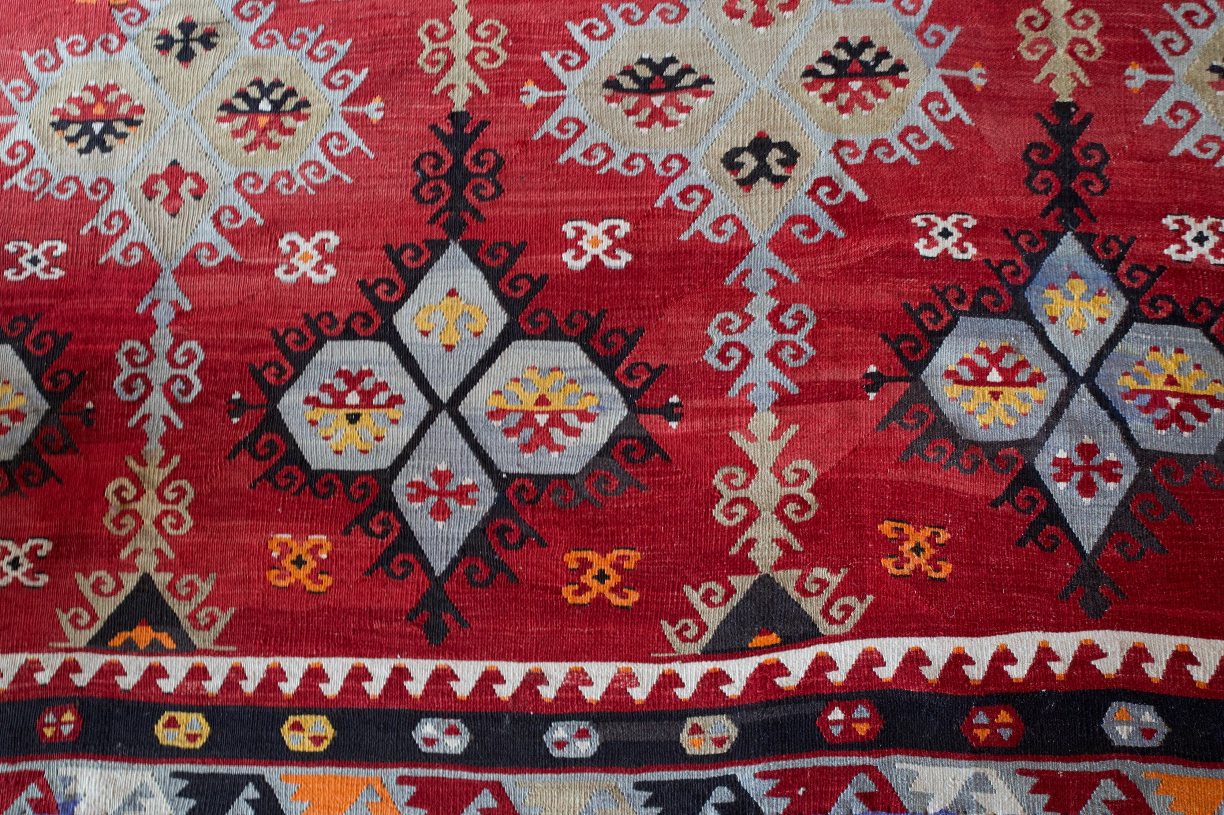 Semi-Antique Sivas Sarkisla Kilim Rug 9'3"x12'